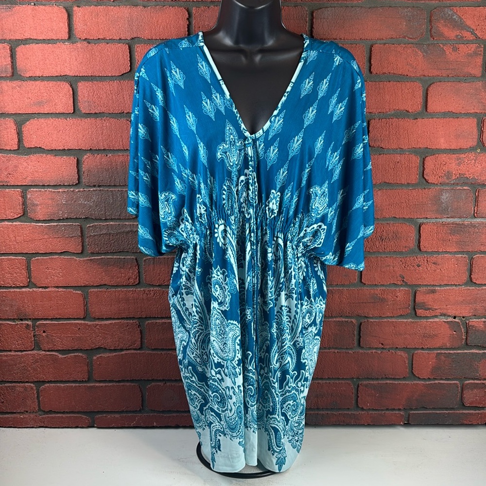 Jessica Taylor‎ Shirt Womans 2X Teal Geometric